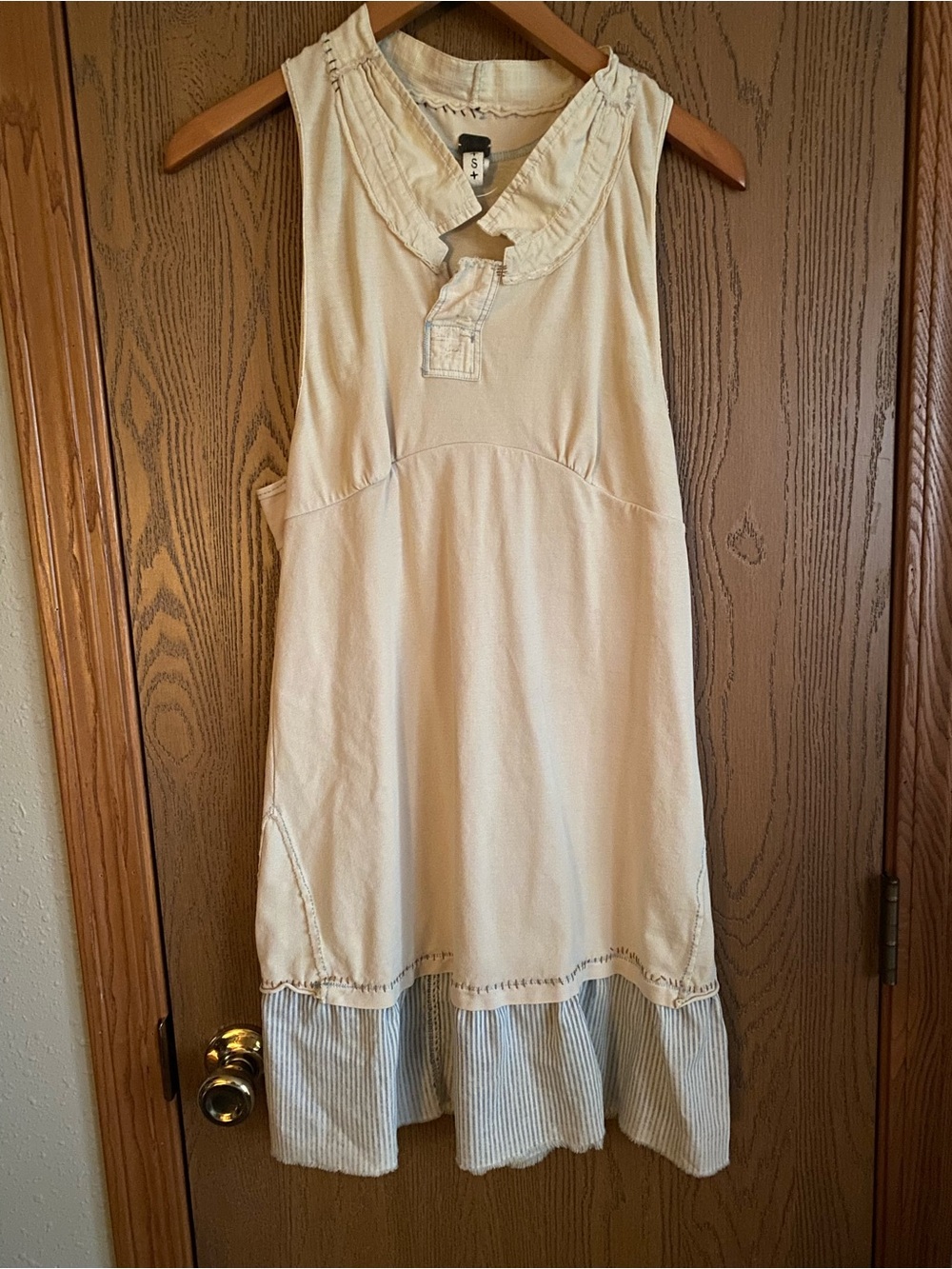 We The Free Cream dress with Light Blue Trim